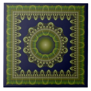 Fractal bright framed mandala tile