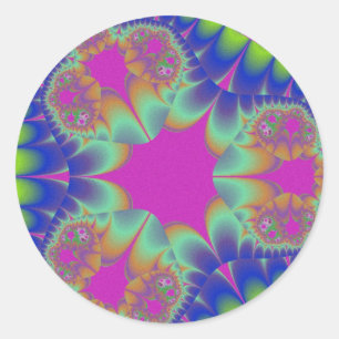 Fractal Cactus Bloom Classic Round Sticker