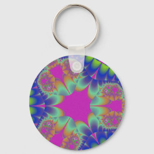 Fractal Cactus Bloom Key Ring