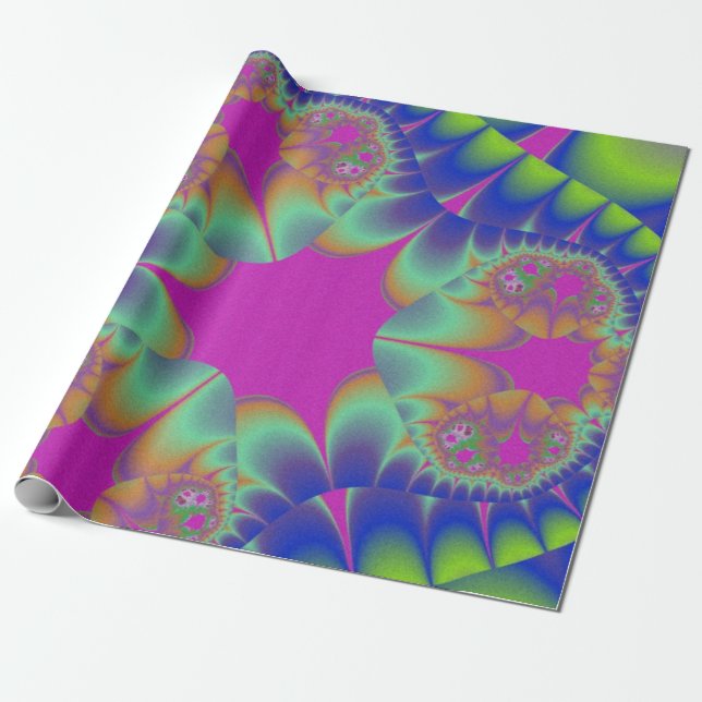 Fractal Cactus Bloom Wrapping Paper (Unrolled)