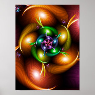Fractal Candy Swirl Abstract Colorful Design Poster