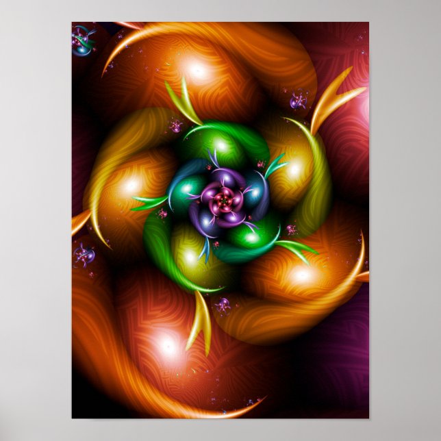 Fractal Candy Swirl Abstract Colorful Design Poster (Front)