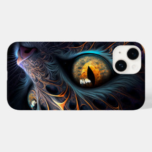 Fractal Cat Face in Black and Vibrant Colours Case-Mate iPhone 14 Case