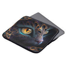 Fractal Cat Face in Black and Vibrant Colours