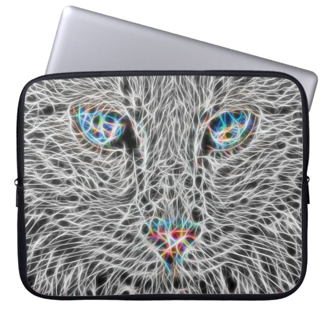 Fractal Cat Laptop Case (Front)