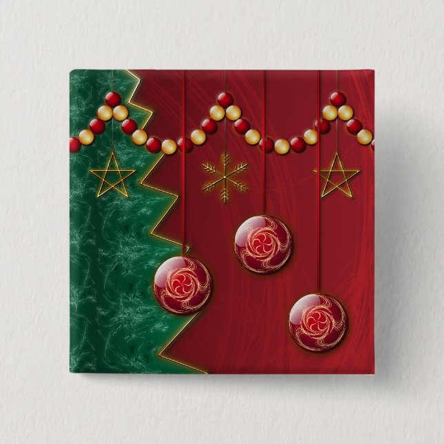 Fractal Celebration Christmas Button (Front)