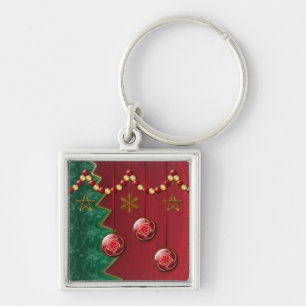 Fractal Celebration Christmas Keychain