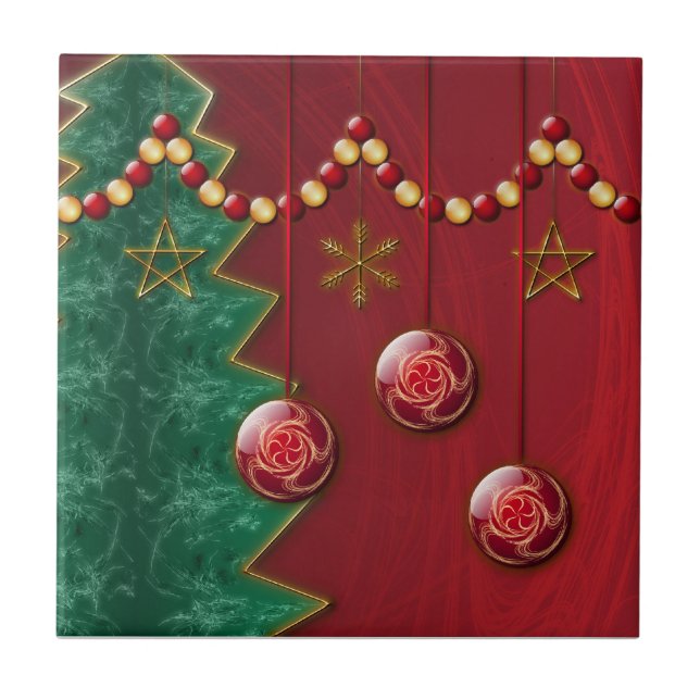 Fractal Celebration Christmas Tile (Front)