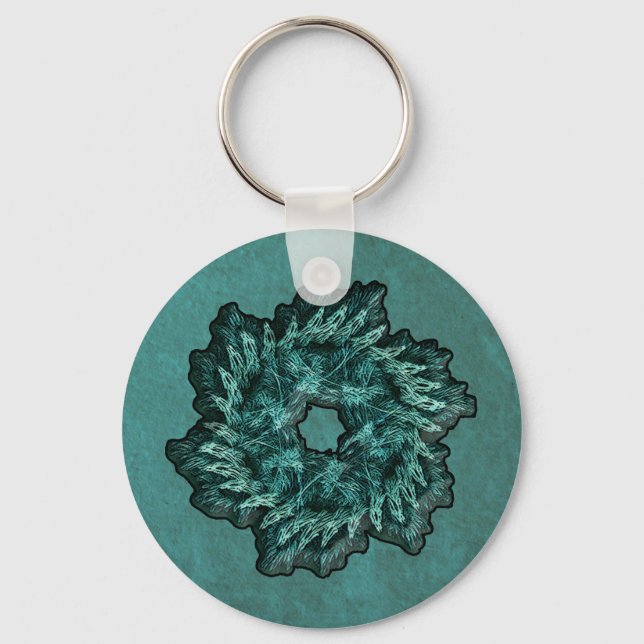 Fractal Christmas Wreath Key Ring (Front)