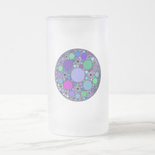 Fractal Circles in Purple Pink Blue Green Frosted Glass Beer Mug