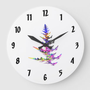Fractal - Colourful Christmas Tree Large Clock
