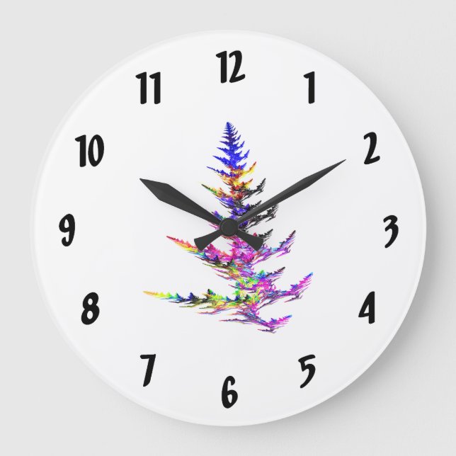 Fractal - Colourful Christmas Tree Large Clock (Front)