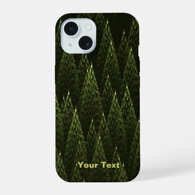 Fractal Conifer Forest iPhone 15 Case (Back)
