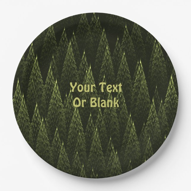 Fractal Conifer Forest Paper Plate (Front)