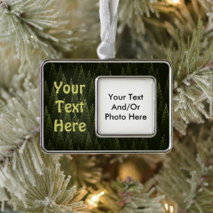 Fractal Conifer Forest Silver Plated Framed Ornament