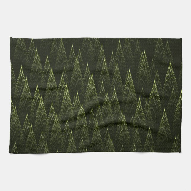 Fractal Conifer Forest Tea Towel (Horizontal)