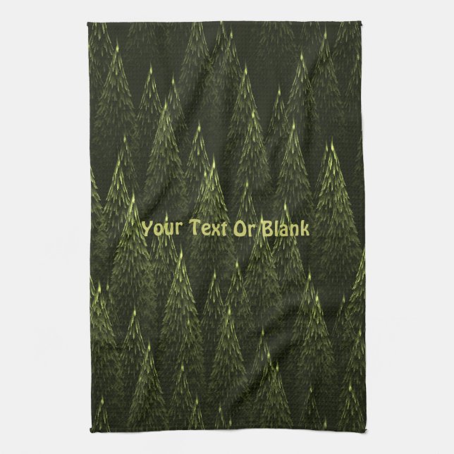 Fractal Conifer Forest Tea Towel (Vertical)