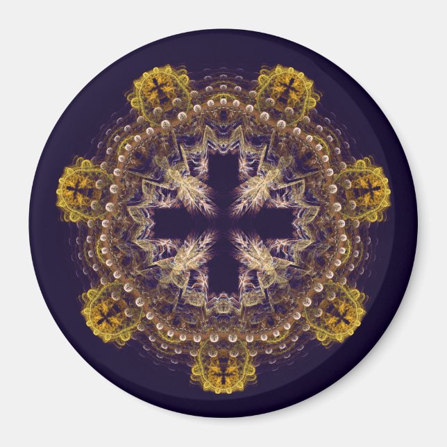 Fractal cross mandala magnet (Front)