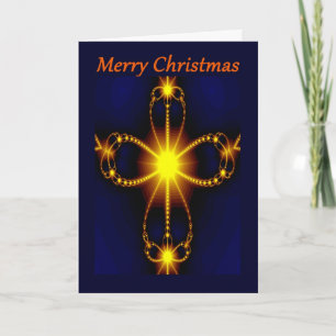 Fractal cross Merry Christmas greeting card