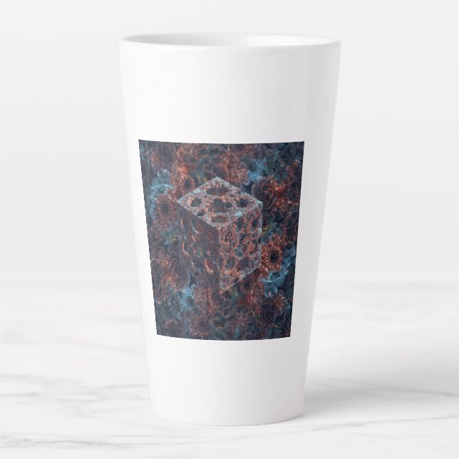 Fractal Cube With Mandelbrot Cutout  Latte Mug (Front)