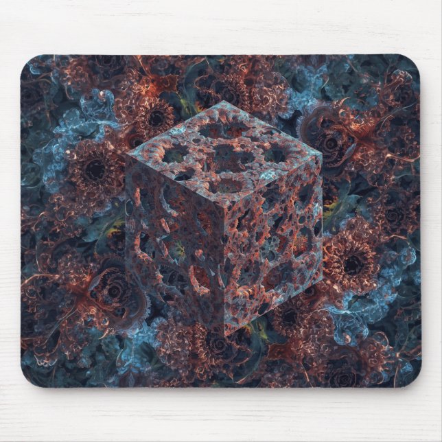 Fractal Cube With Mandelbrot Cutout  Mouse Mat (Front)