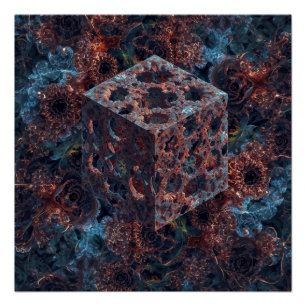 Fractal Cube With Mandelbrot Cutout  Poster