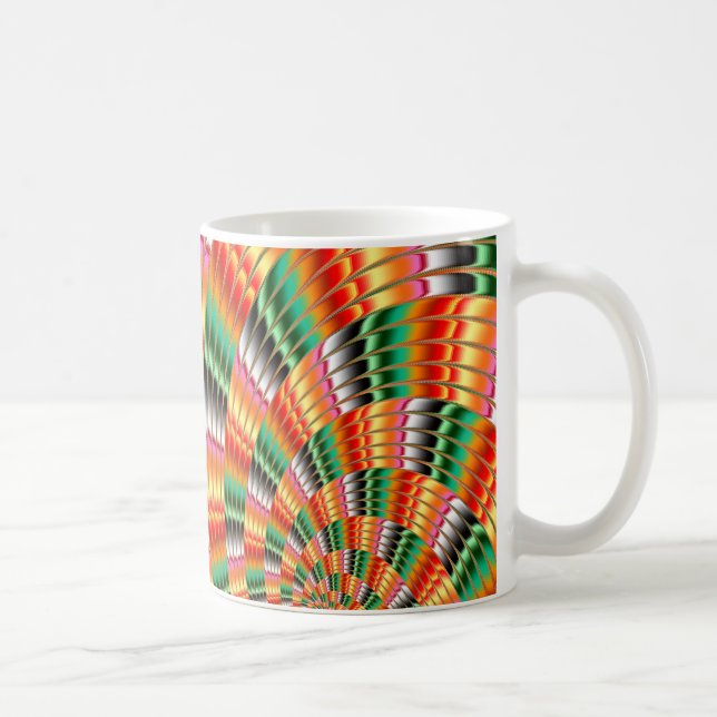 Fractal design in shades of green red and orange coffee mug (Right)