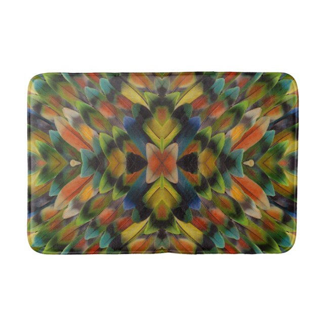 Fractal Design Of Lovebird Feathers Bath Mat (Front)