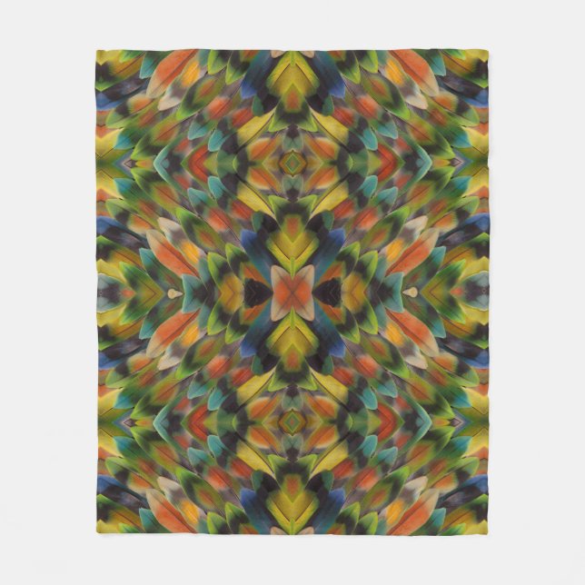 Fractal Design Of Lovebird Feathers Fleece Blanket (Front)