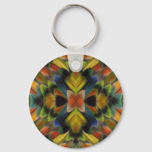 Fractal Design Of Lovebird Feathers Key Ring