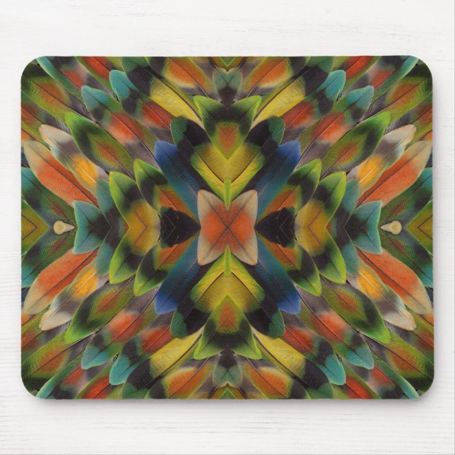Fractal Design Of Lovebird Feathers Mouse Mat (Front)