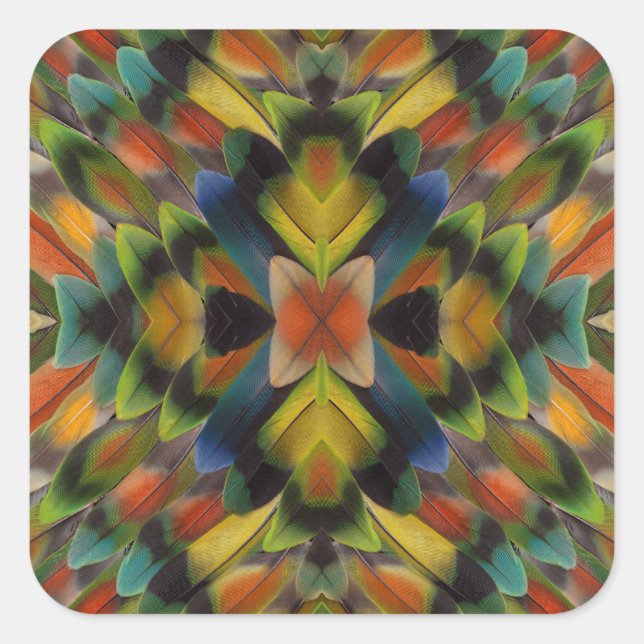 Fractal Design Of Lovebird Feathers Square Sticker (Front)