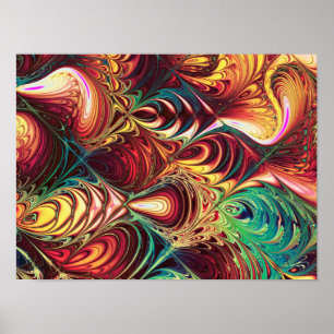 Fractal Ebru Pattern Poster