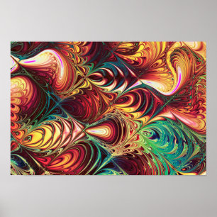 Fractal Ebru Pattern Poster