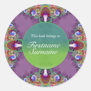 Fractal Embroidery Lace Bookplate Sticker