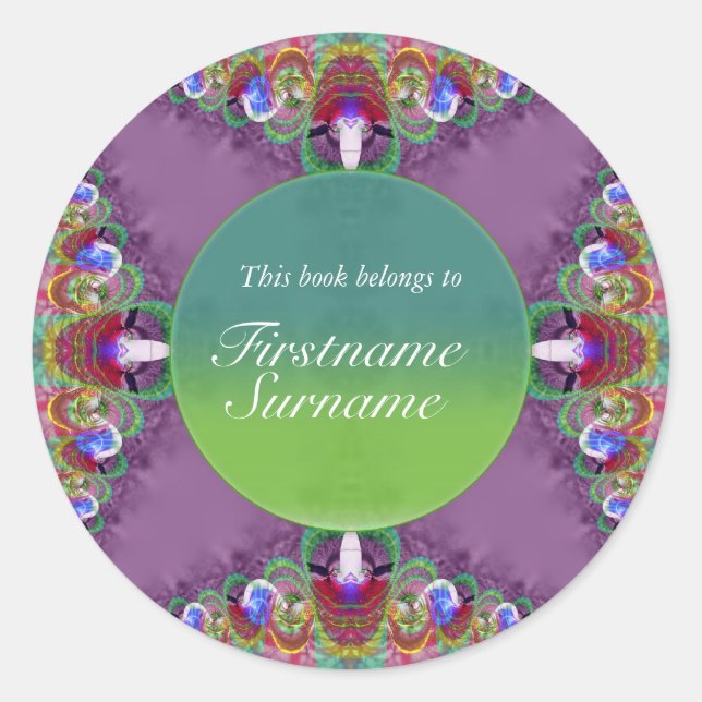 Fractal Embroidery Lace Bookplate Sticker (Front)