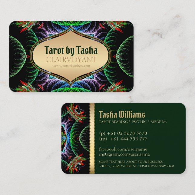 Fractal Energy Goddess Tarot Business Cards (Front/Back)