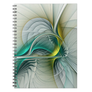 Fractal Evolution, Golden Turquoise Abstract Art Notebook