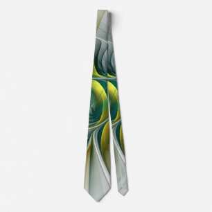 Fractal Evolution, Golden Turquoise Abstract Art Tie