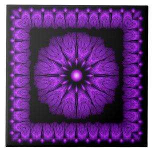 Fractal fairy blue framed ornament tile