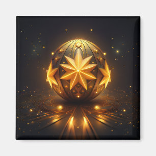 Fractal Fantasy Bronze Sphere Gold Stars Magnet
