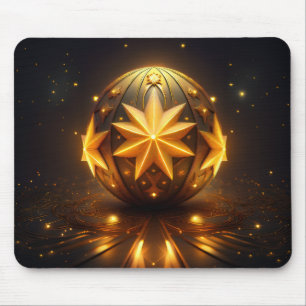 Fractal Fantasy Bronze Sphere Gold Stars  Mouse Mat