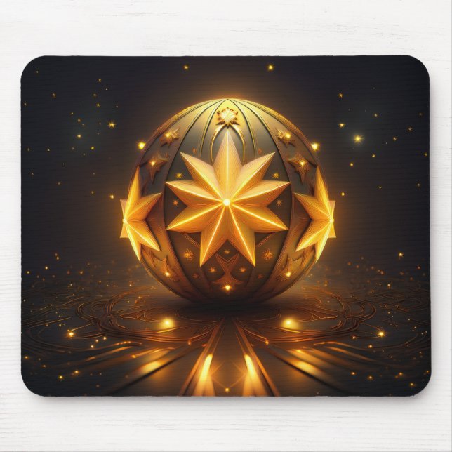 Fractal Fantasy Bronze Sphere Gold Stars  Mouse Mat (Front)