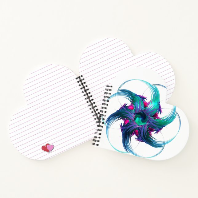 Fractal Fantasy Swirls Heart Shaped Notebook (Inside)