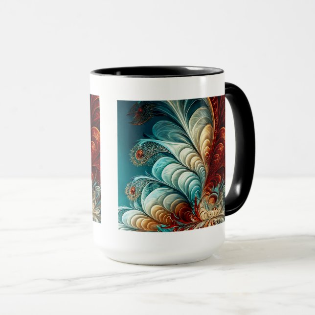 Fractal Feathers Combo Mug, 15 oz  Mug (Front Right)