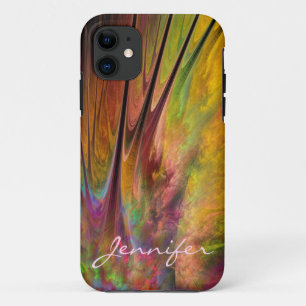 Fractal Feathers & custom Name iPhone 11 Case
