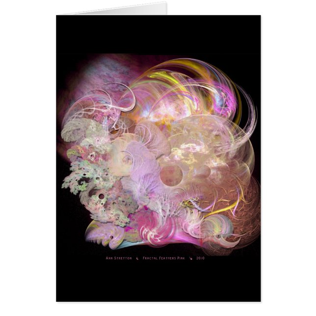 Fractal Feathers Pink Card (Front)