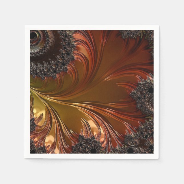 Fractal, feathery, copper napkins (Front)