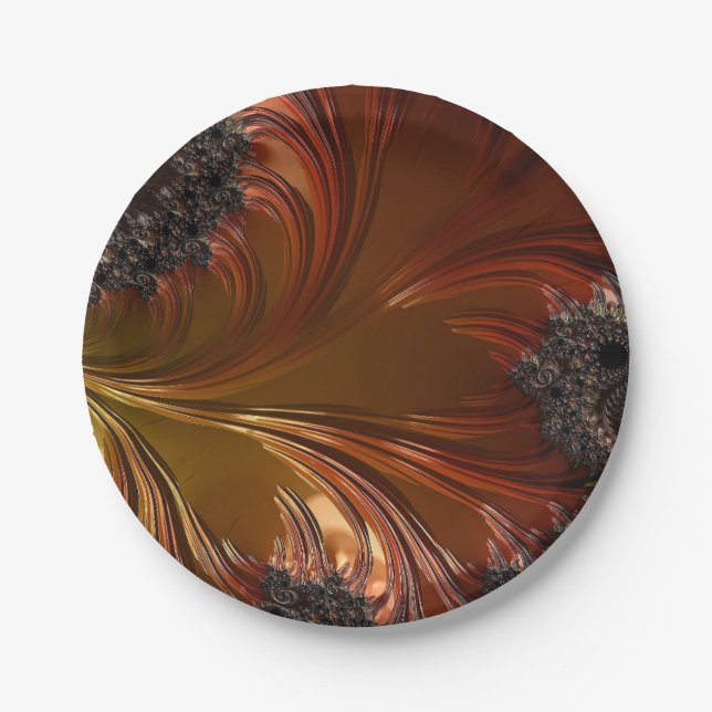 Fractal, feathery ,copper paper plate (Front)