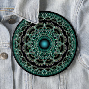 Fractal filigreed round decoration 6 cm round badge
